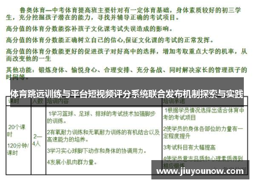 体育跳远训练与平台短视频评分系统联合发布机制探索与实践
